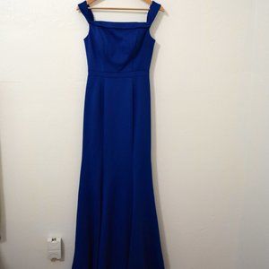 Cobalt Blue Formal Over the Shoulder Dress